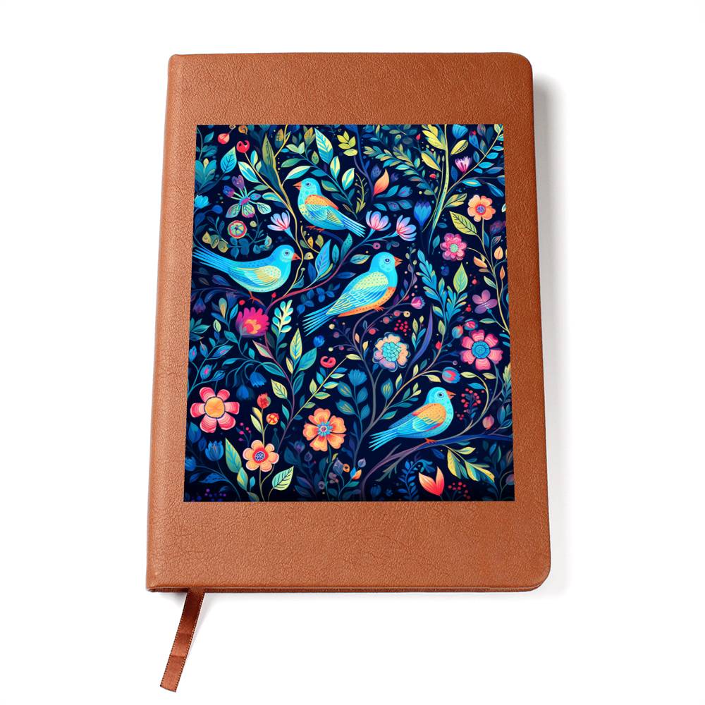Birds And Floral Design 050 - Vegan Leather Journal