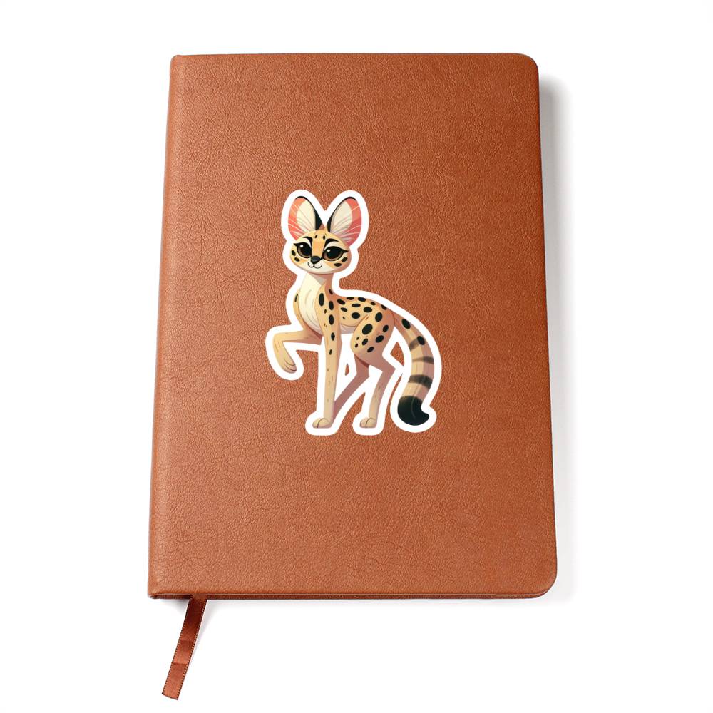 Cute Serval sticker 161 - Vegan Leather Journal