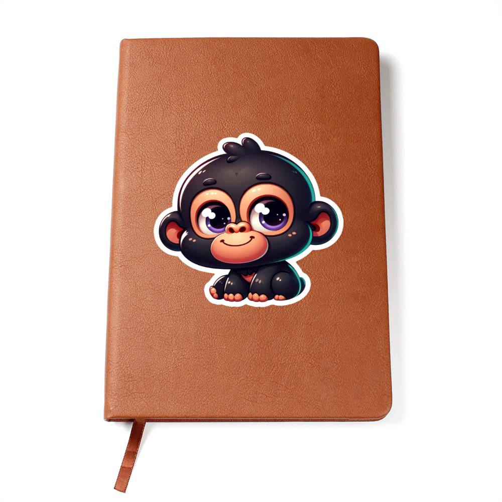 Cute Gorilla sticker 63 - Vegan Leather Journal