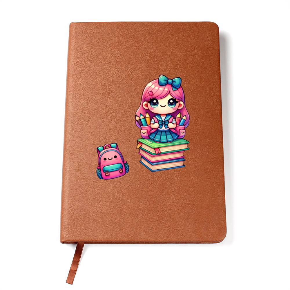 Cute Back to School Sticker 020 - Vegan Leather Journal