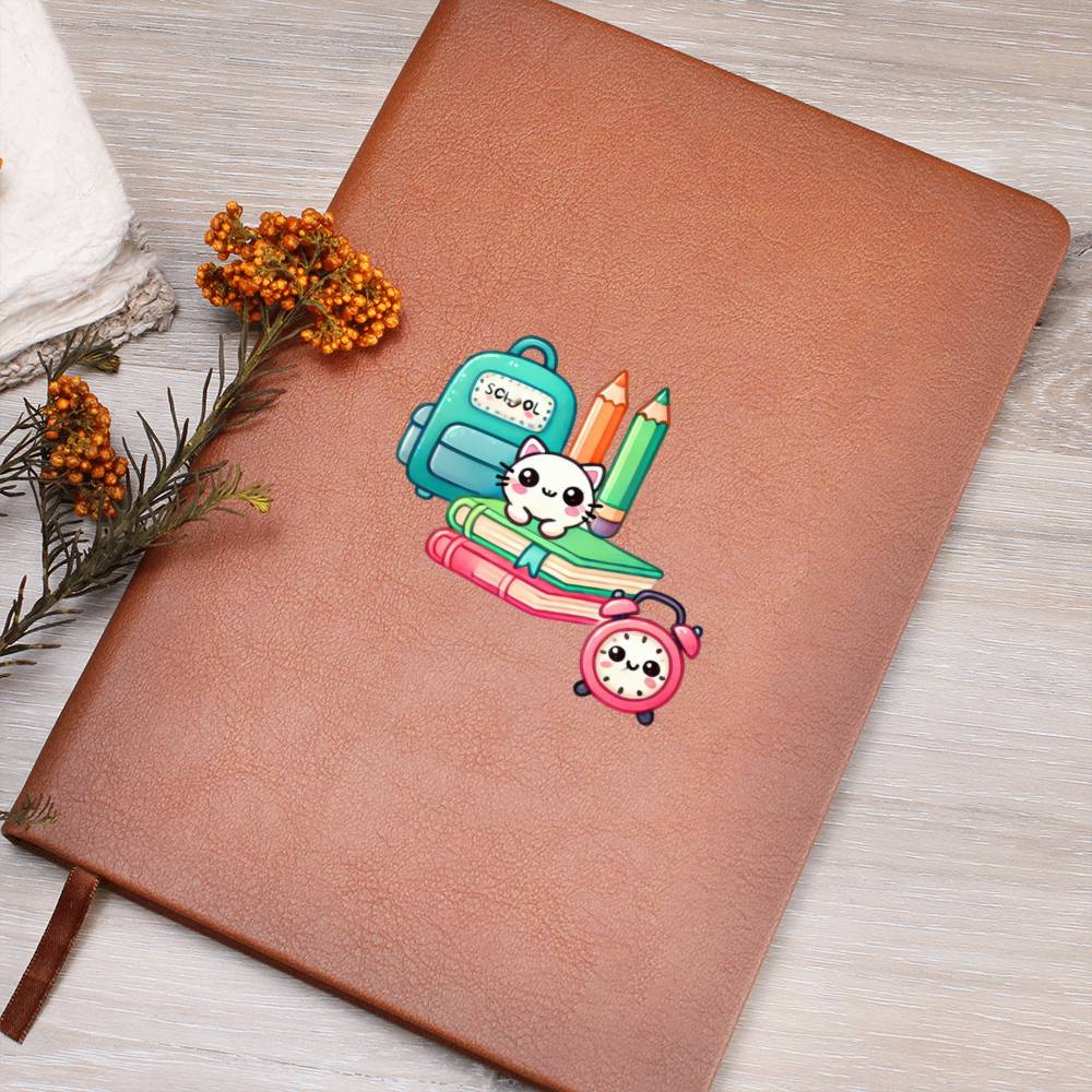 Cute Back to School Sticker 034 - Vegan Leather Journal
