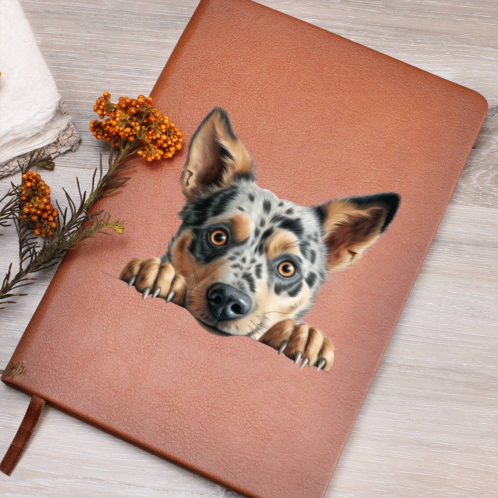 Australian Cattle Dog Peeking - Vegan Leather Journal