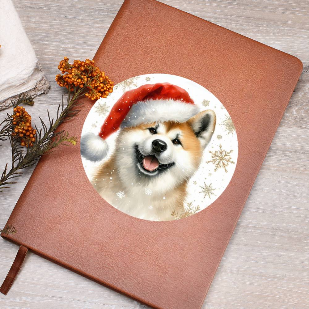 Christmas Dog - Akita - Vegan Leather Journal