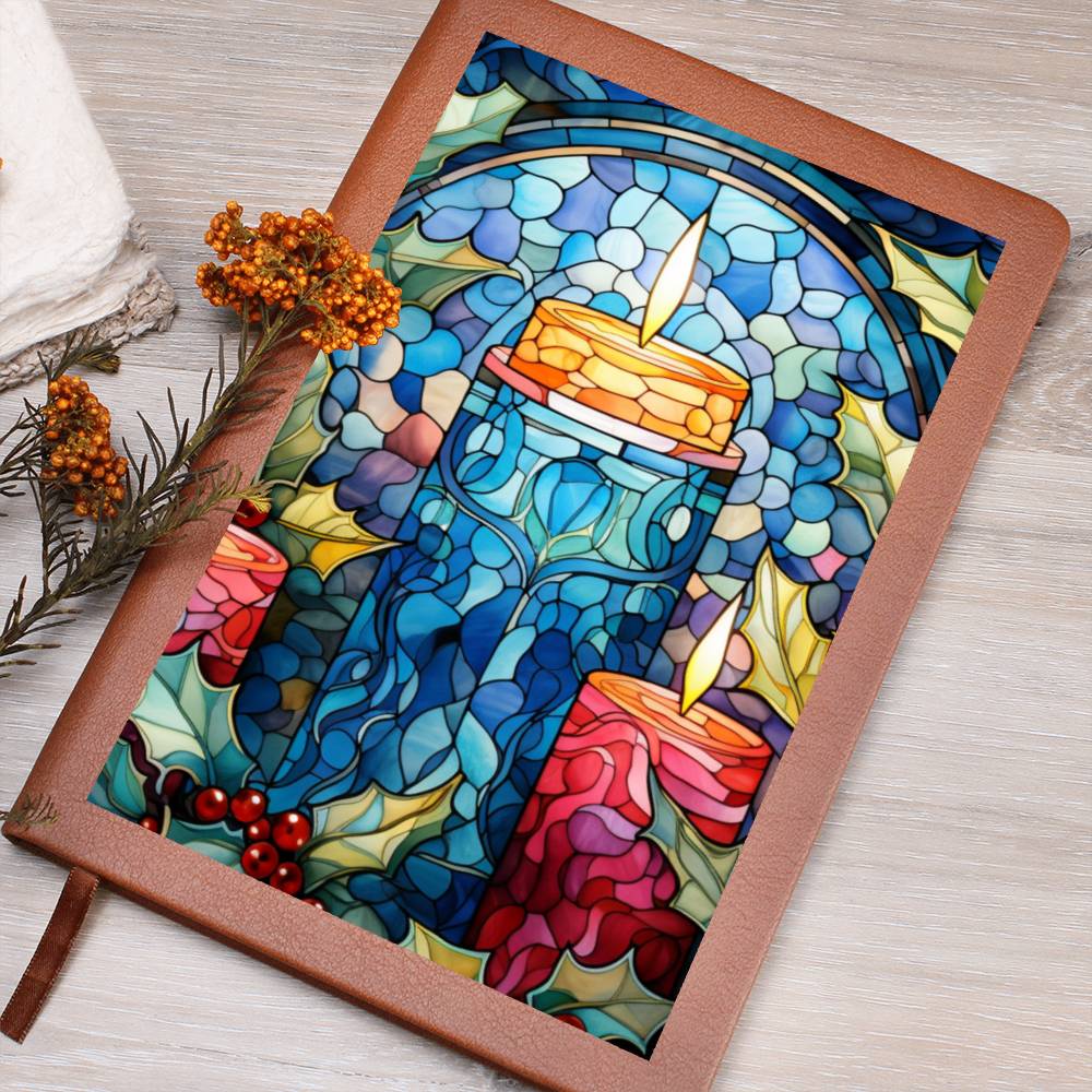 Christmas Stained Glass Design 011 - Vegan Leather Journal