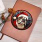 Dog Stained Glass Christmas Design 015 - Vegan Leather Journal