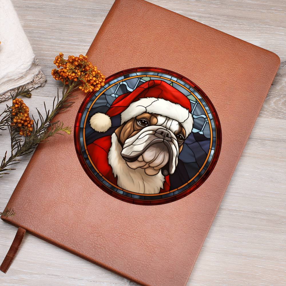 Dog Stained Glass Christmas Design 015 - Vegan Leather Journal