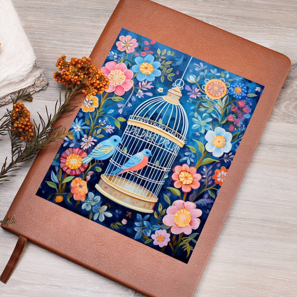 Birds And Floral Design 176 - Vegan Leather Journal