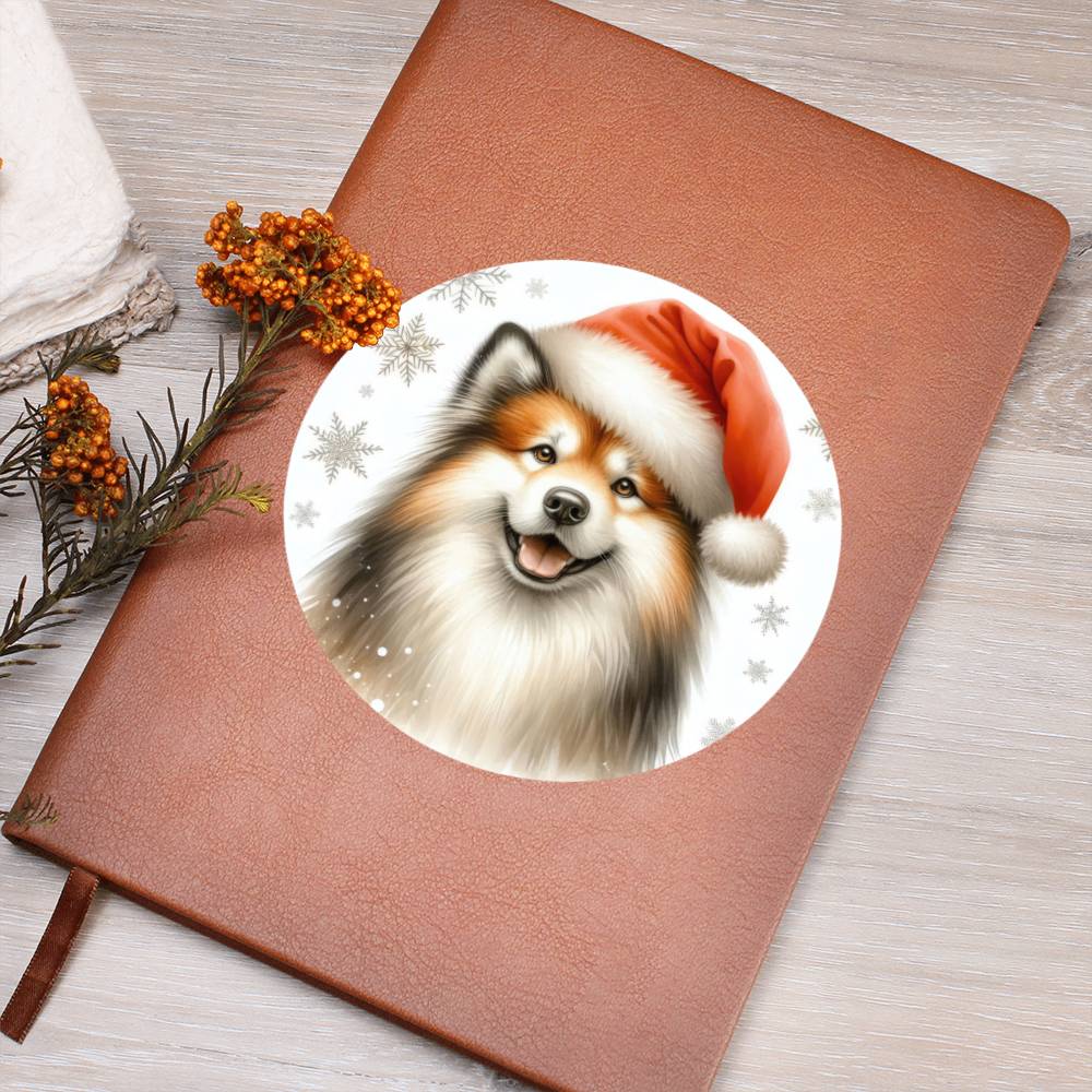 Christmas Dog - Finnish Lapphund - Vegan Leather Journal