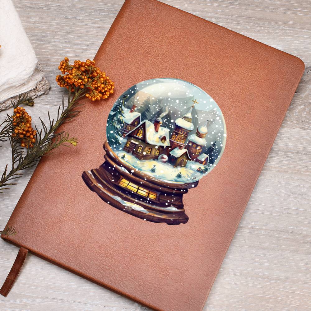 Watercolor Christmas Snow Globe 015 - Vegan Leather Journal