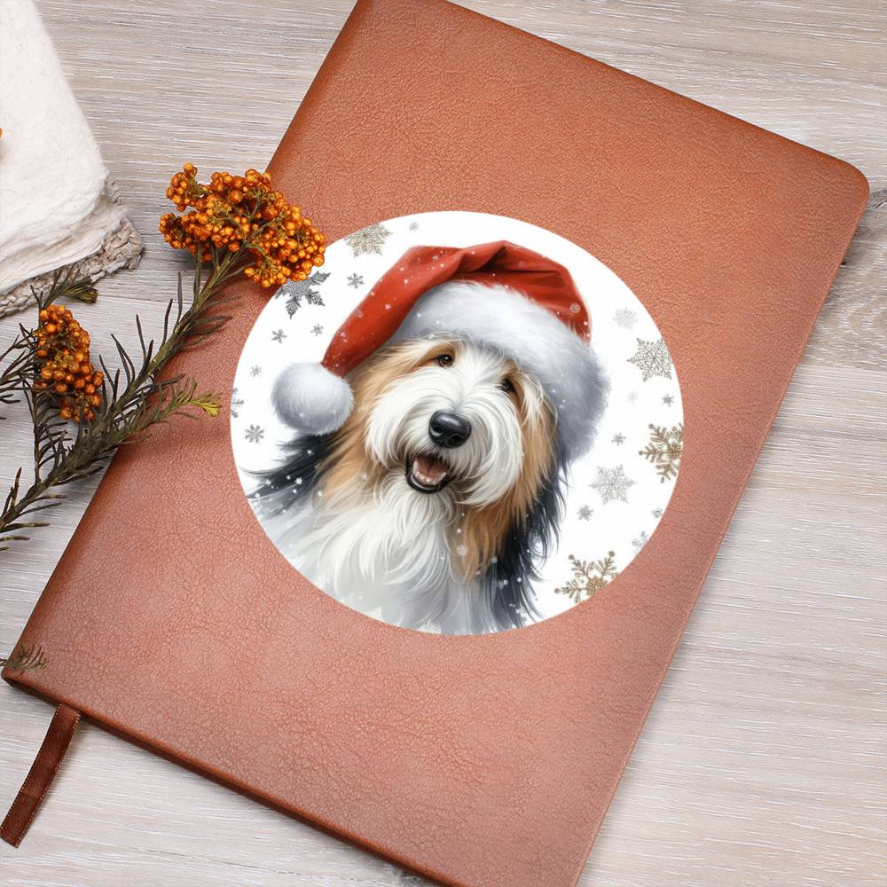 Christmas Dog - Old English Sheepdog - Vegan Leather Journal