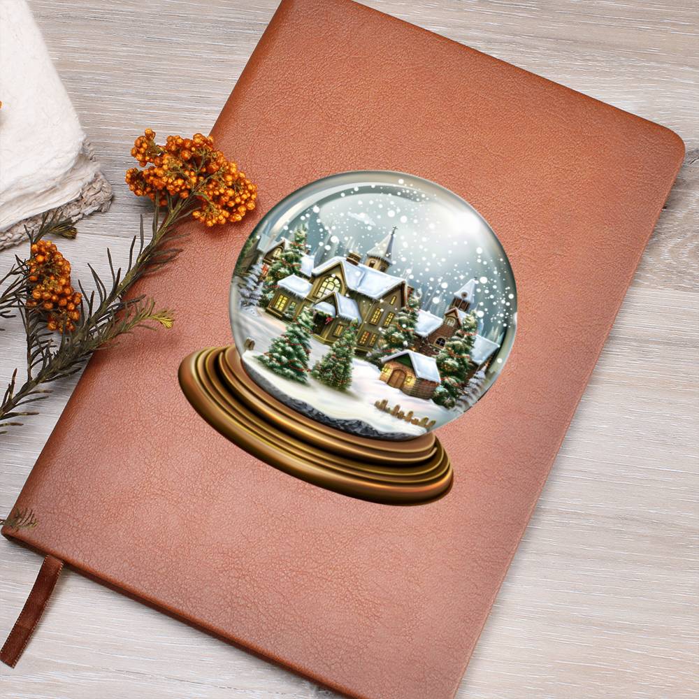 Watercolor Christmas Snow Globe 023 - Vegan Leather Journal