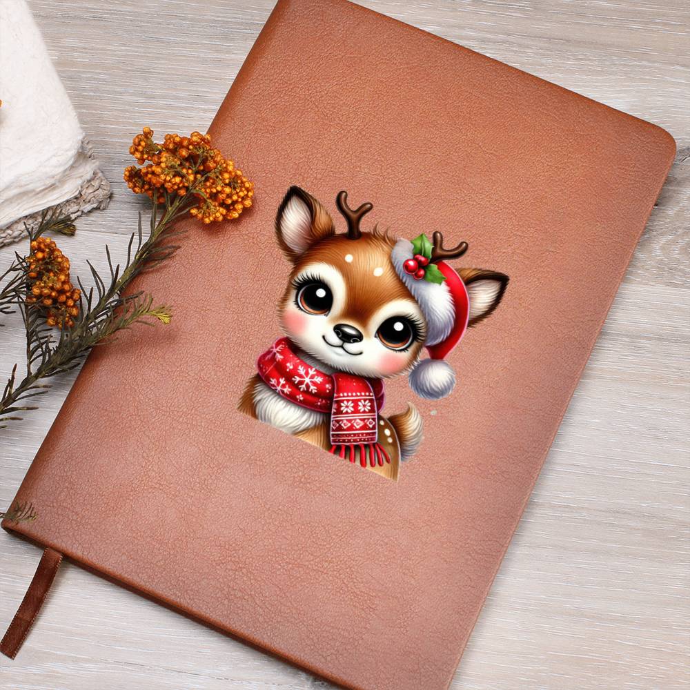 Cute Christmas Reindeer 010 - Vegan Leather Journal