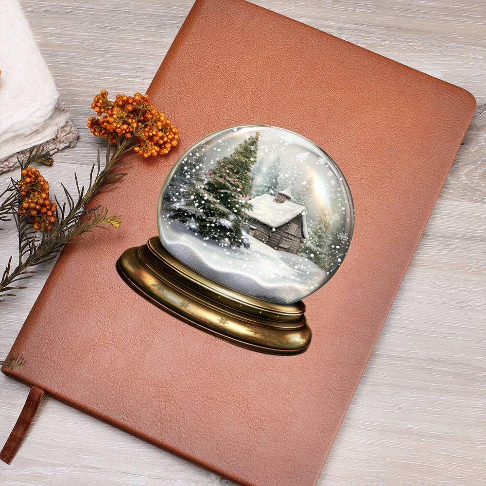 Watercolor Christmas Snow Globe 021 - Vegan Leather Journal