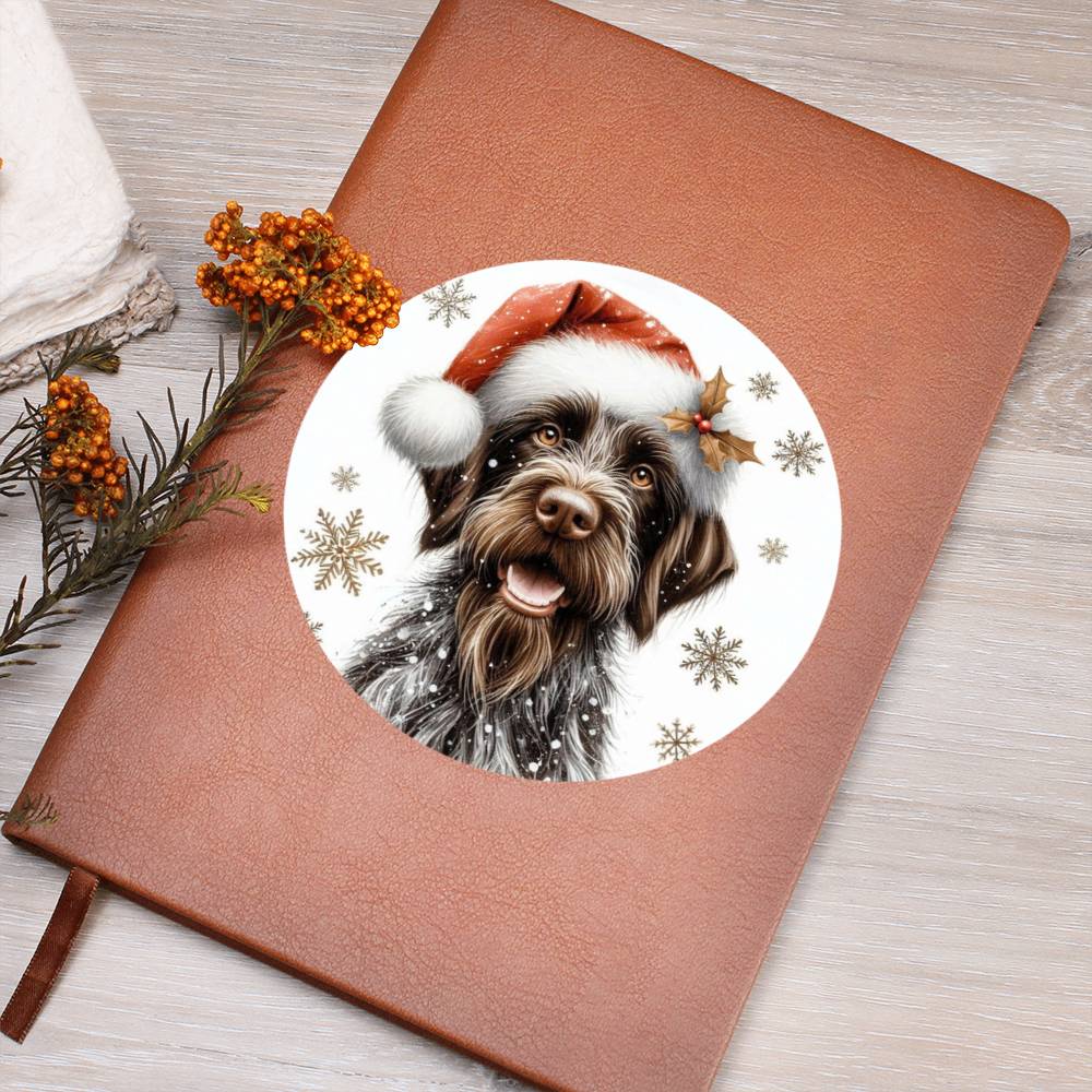 Christmas Dog - German Wirehaired Pointer - Vegan Leather Journal