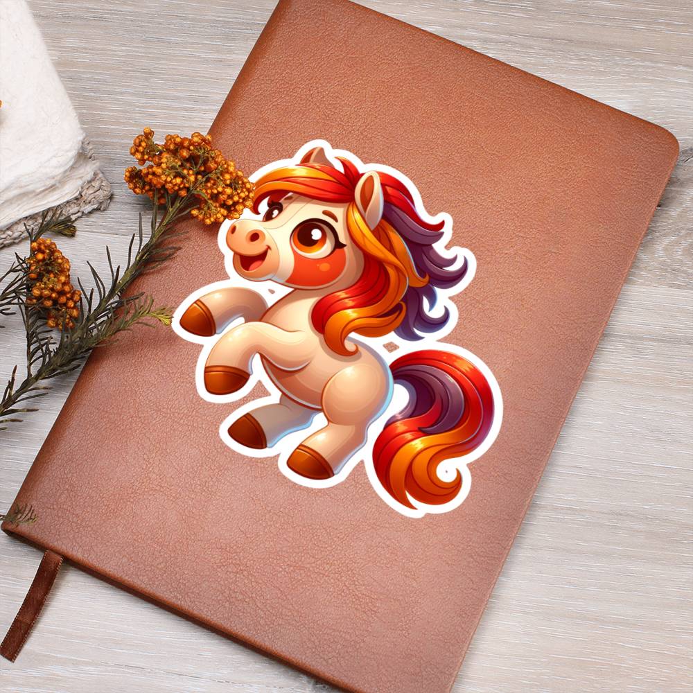 Cute Horse sticker 69 - Vegan Leather Journal