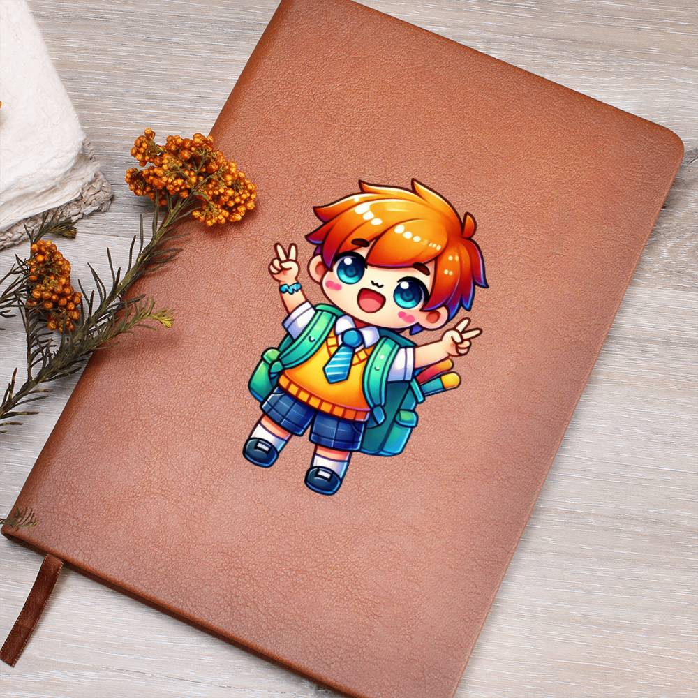 Cute Back to School Sticker 024 - Vegan Leather Journal