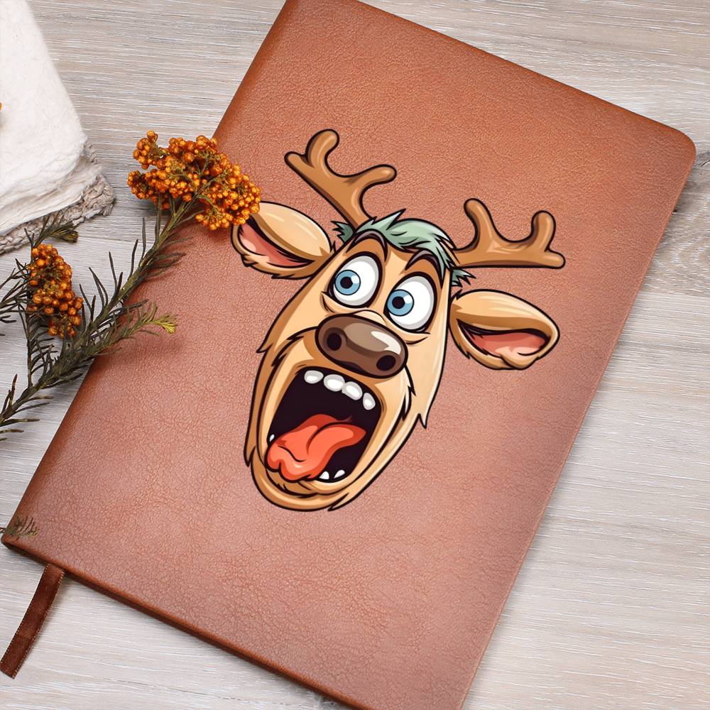 Funny Reindeer Face 11 - Vegan Leather Journal