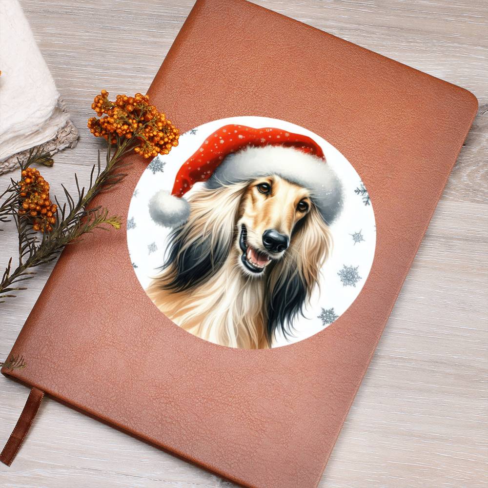 Christmas Dog - Afghan Hound - Vegan Leather Journal