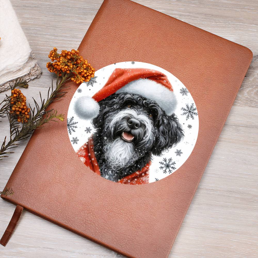 Christmas Dog - Portuguese Water - Vegan Leather Journal