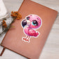 Cute Flamingo sticker 52 - Vegan Leather Journal