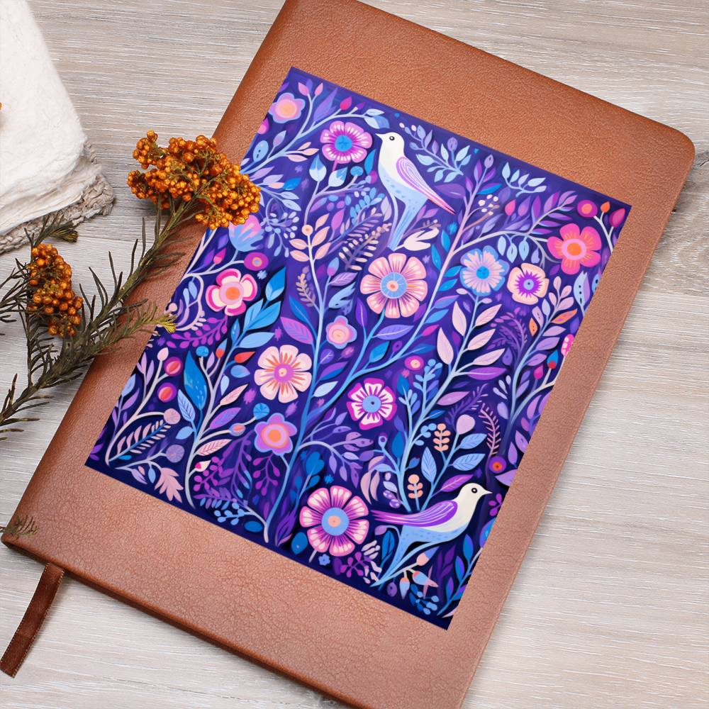Birds And Floral Design 119 - Vegan Leather Journal