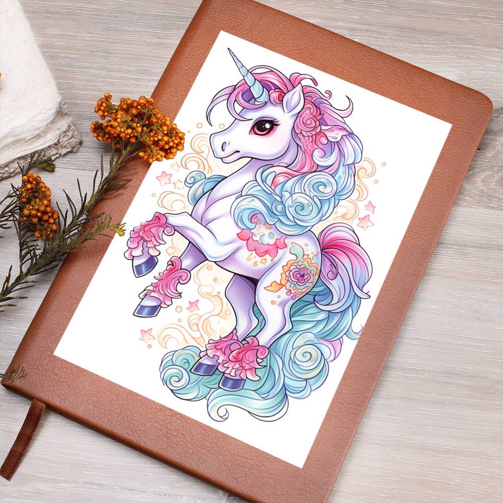 Cute Unicorn 055 - Vegan Leather Journal