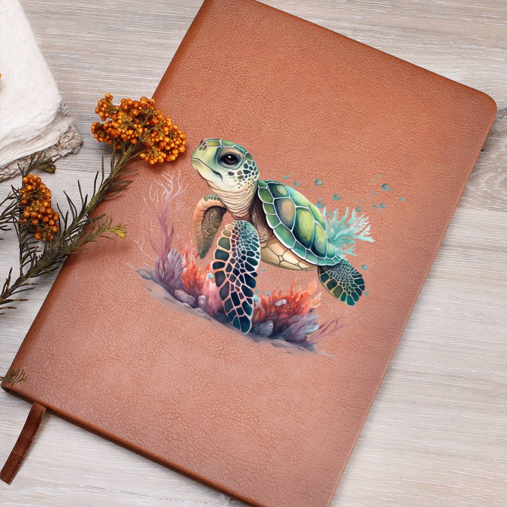 Cute Sea Turtle 013 - Vegan Leather Journal