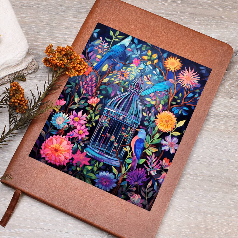 Birds And Floral Design 168 - Vegan Leather Journal