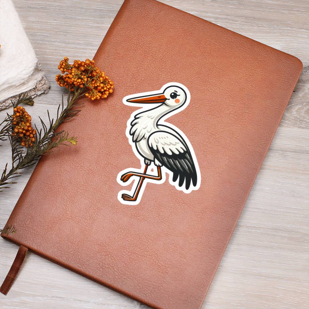 Cute Stork sticker 170 - Vegan Leather Journal