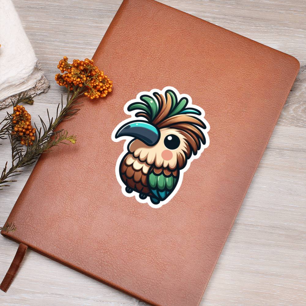 Cute Hoatzin sticker 68 - Vegan Leather Journal