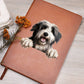 Polish Lowland Sheepdog Peeking - Vegan Leather Journal