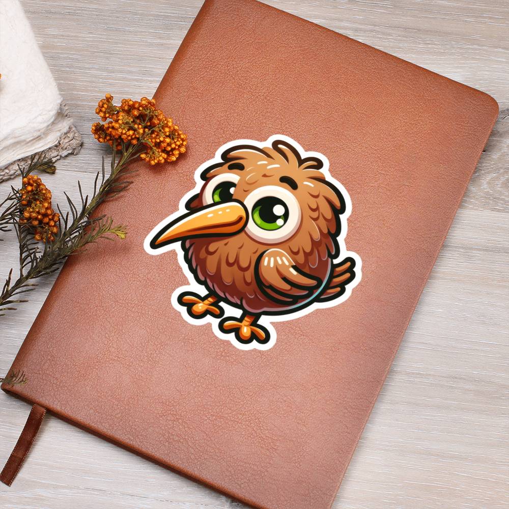 Cute Kiwi bird sticker 79 - Vegan Leather Journal