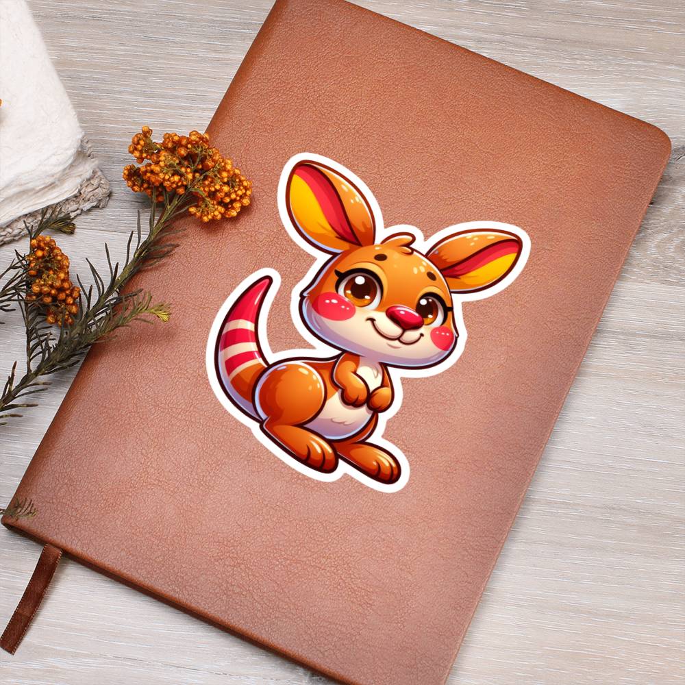 Cute Kangaroo sticker 77 - Vegan Leather Journal