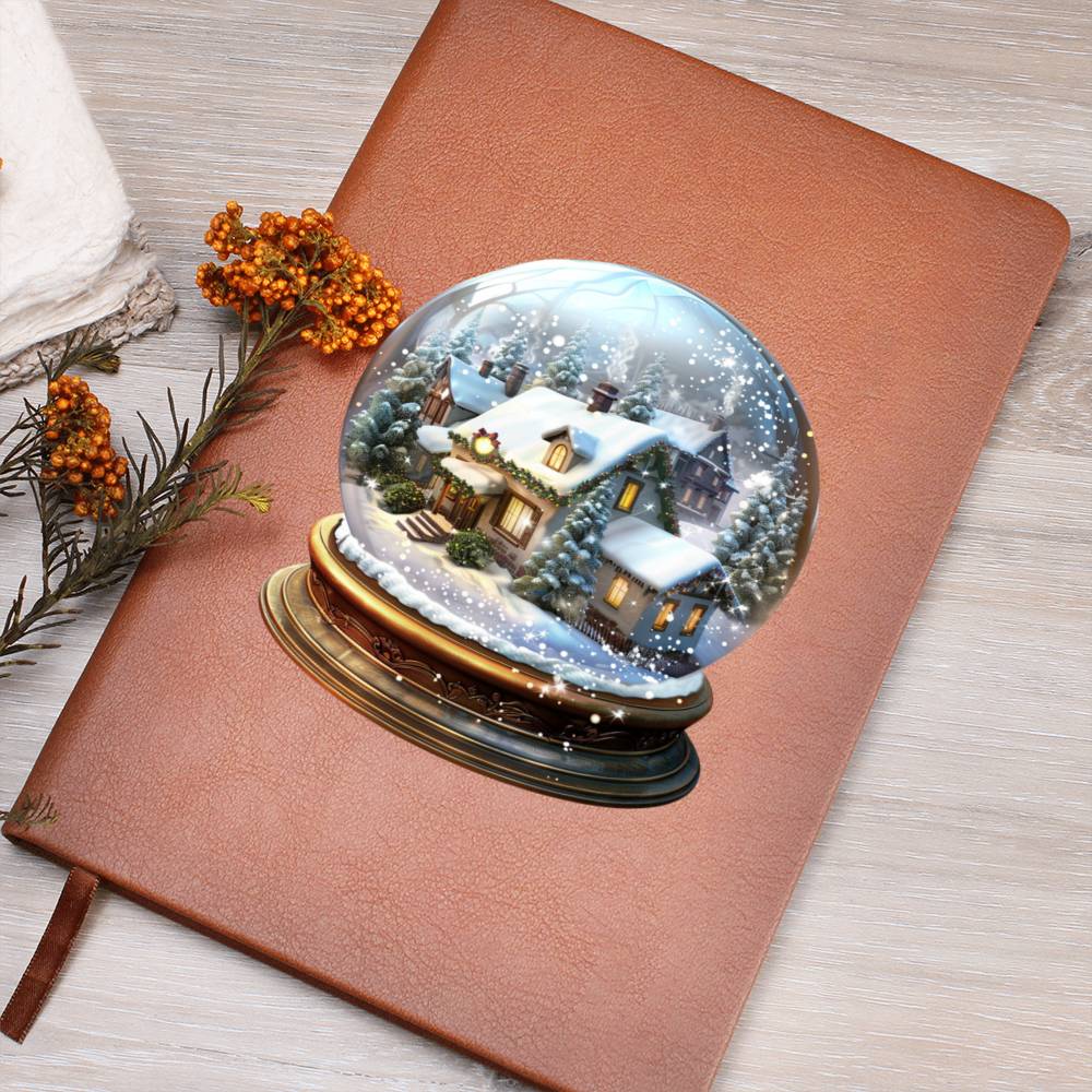 Watercolor Christmas Snow Globe 002 - Vegan Leather Journal