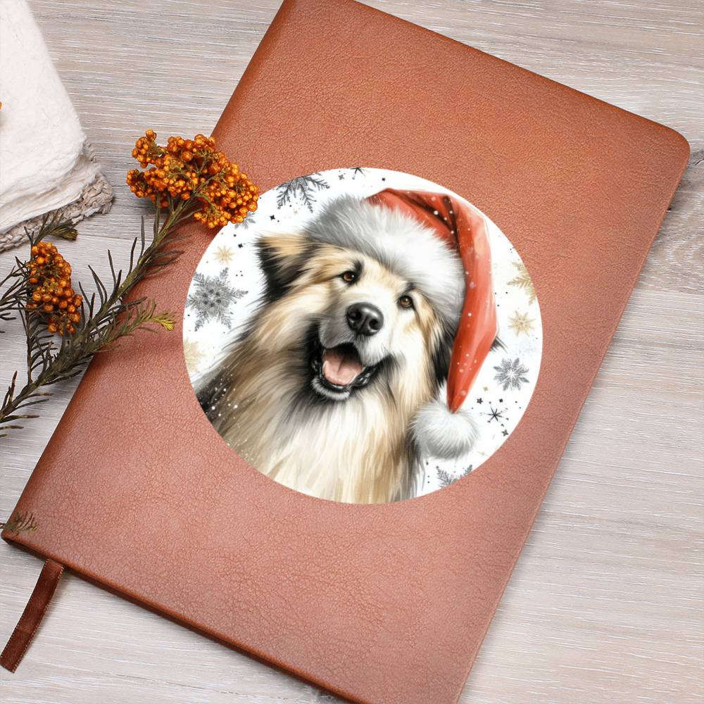 Christmas Dog - Pyrenean Shepherd - Vegan Leather Journal