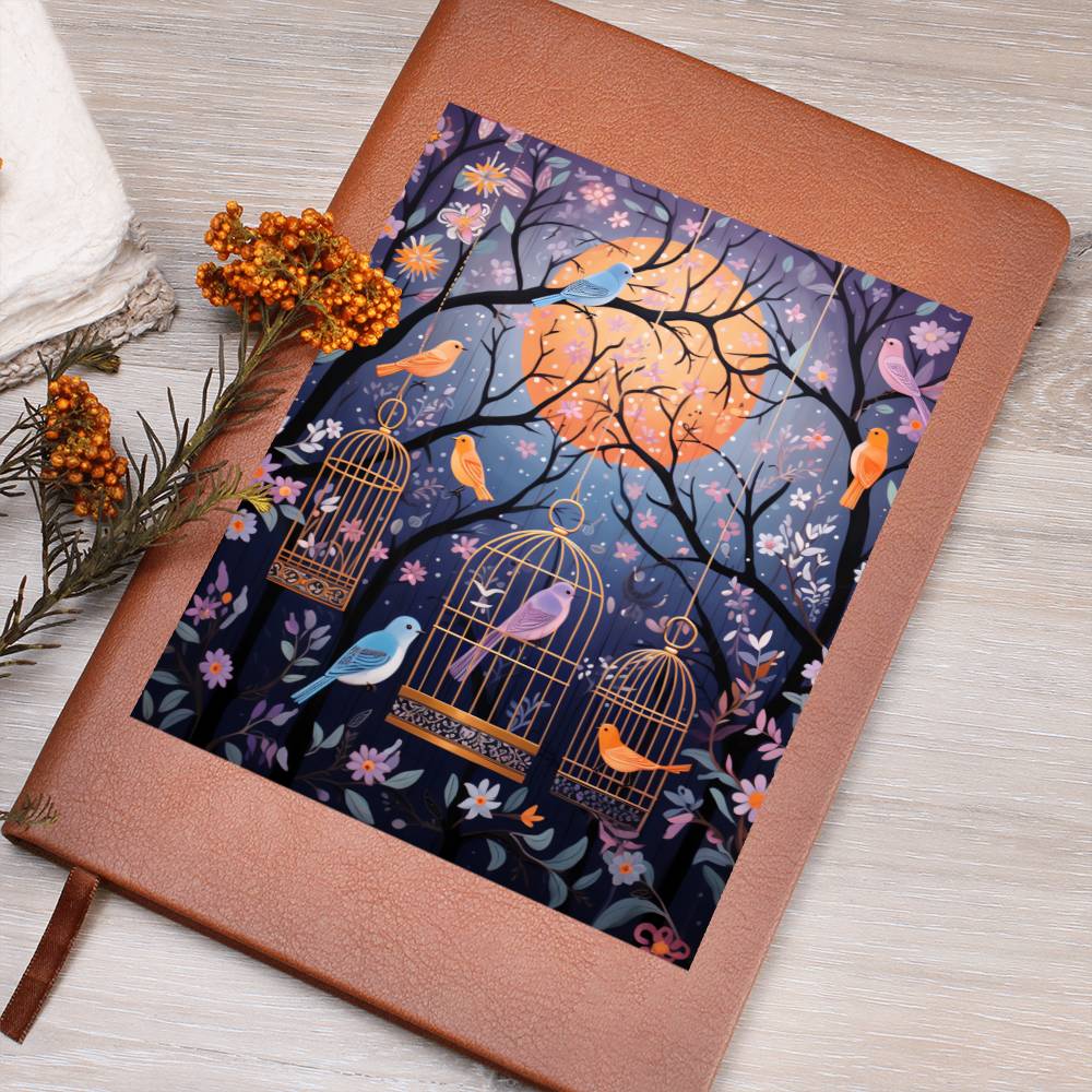Birds And Floral Design 180 - Vegan Leather Journal
