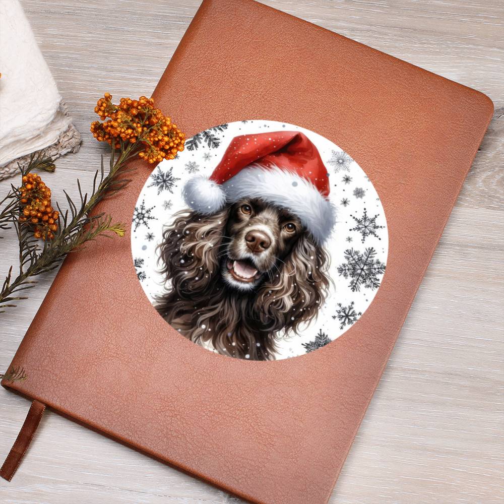Christmas Dog - American Water Spaniel - Vegan Leather Journal
