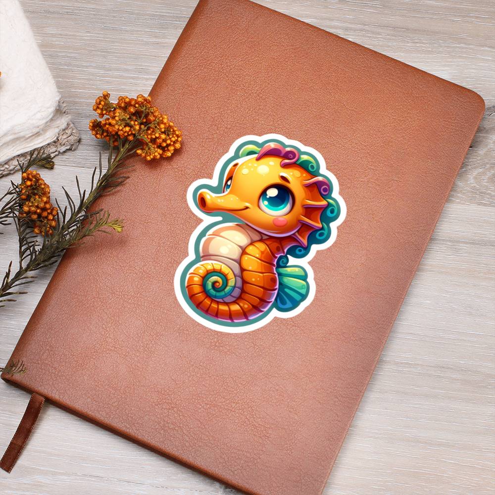 Cute Seahorse sticker 145 - Vegan Leather Journal
