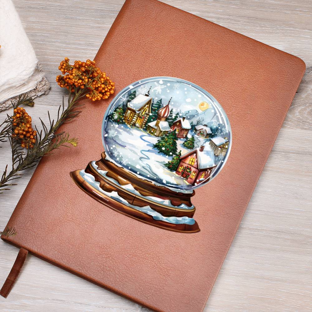 Watercolor Christmas Snow Globe 045 - Vegan Leather Journal
