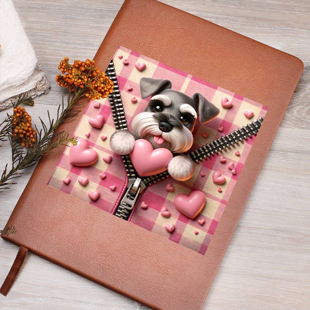 Valentine's Day Dog And Zipper 003 - Vegan Leather Journal