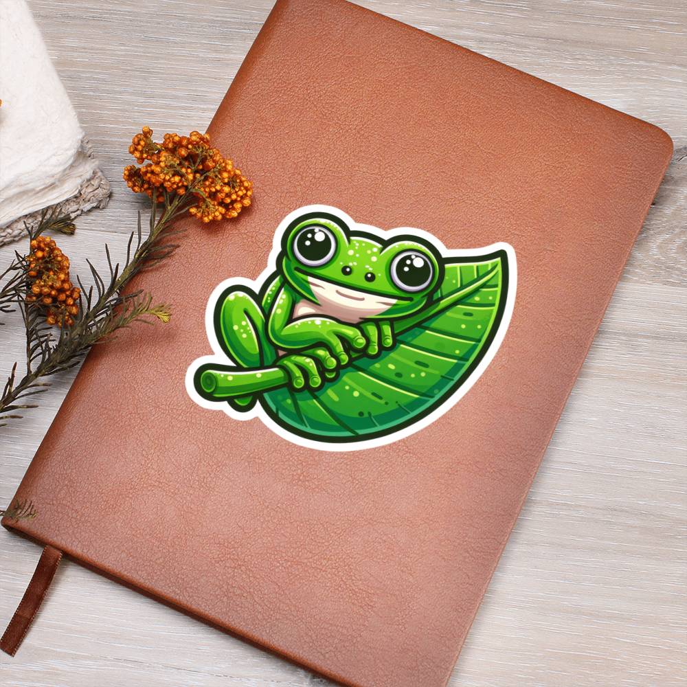 Cute Tree frog sticker 197 - Vegan Leather Journal