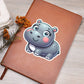Cute Hippopotamus sticker 67 - Vegan Leather Journal