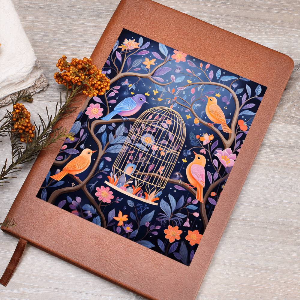 Birds And Floral Design 178 - Vegan Leather Journal