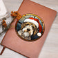 Dog Stained Glass Christmas Design 019 - Vegan Leather Journal