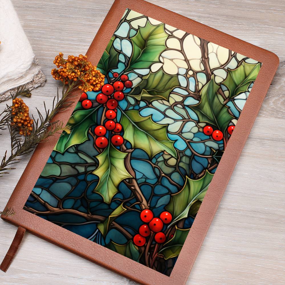 Christmas Stained Glass Design 035 - Vegan Leather Journal