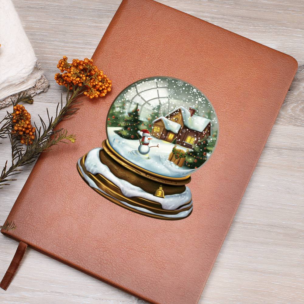 Watercolor Christmas Snow Globe 005 - Vegan Leather Journal