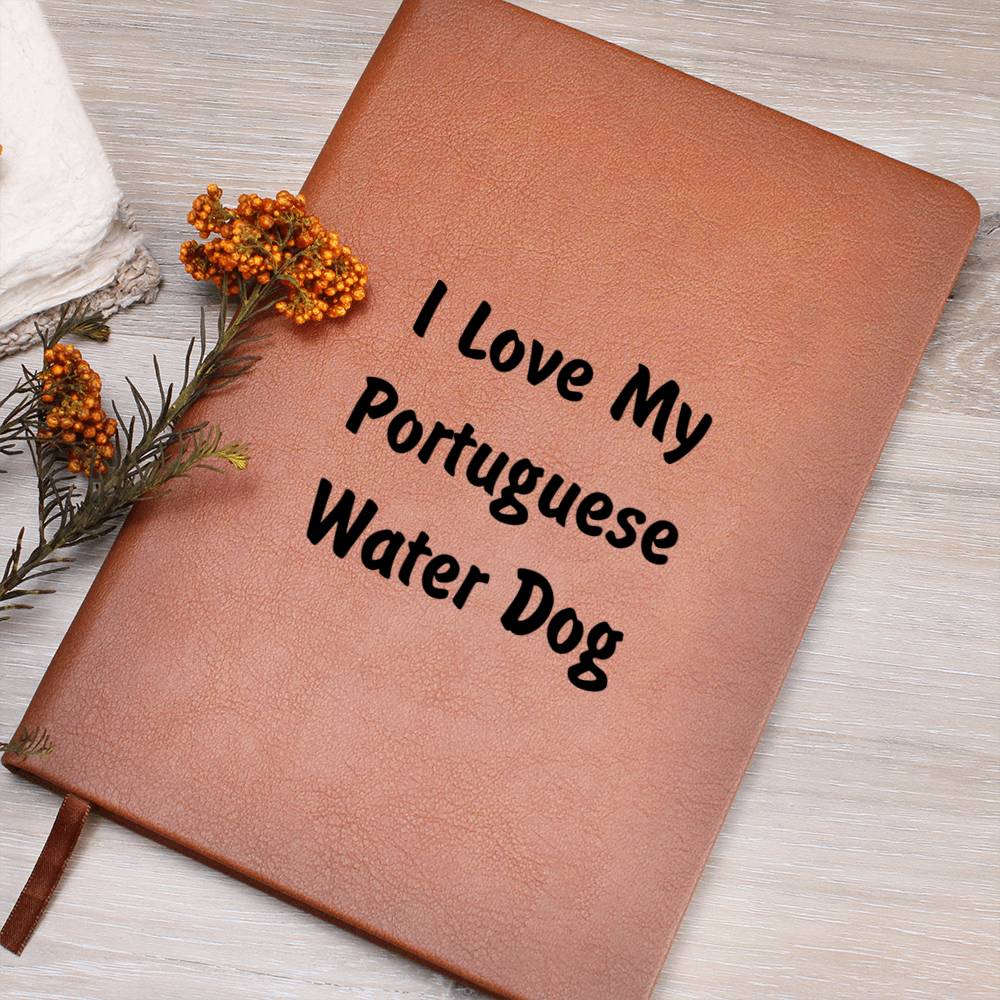 Love My Portuguese Water Dog v4 - Vegan Leather Journal
