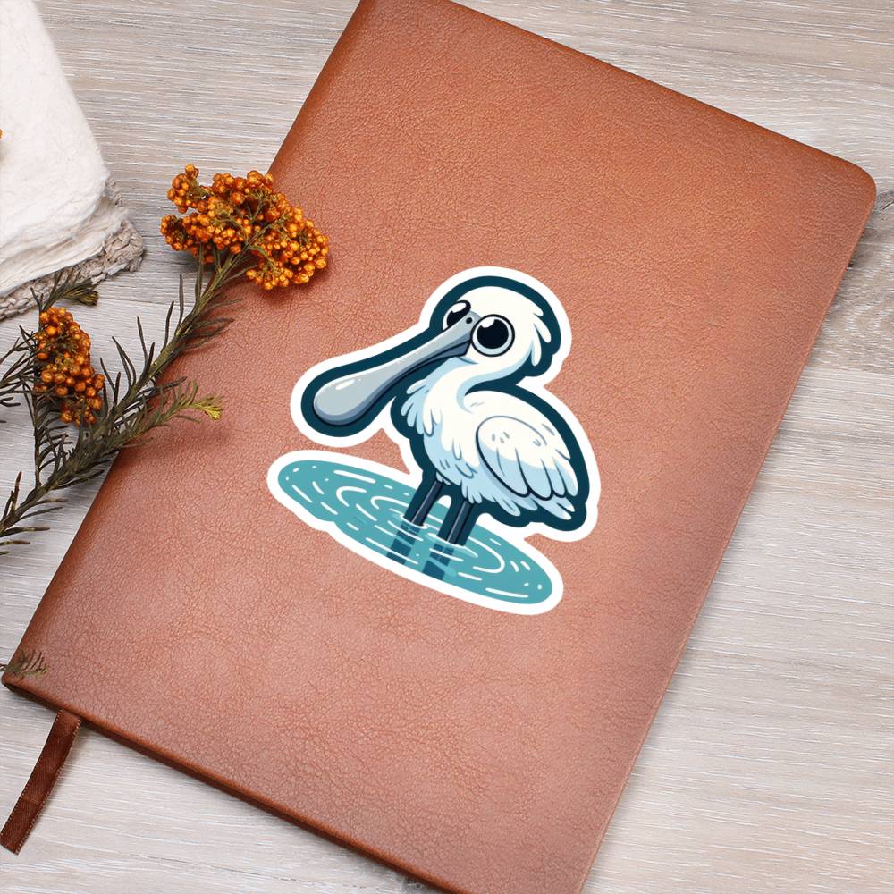 Cute Spoonbill sticker 177 - Vegan Leather Journal