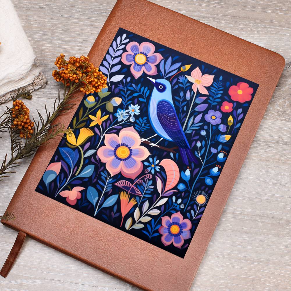 Birds And Floral Design 154 - Vegan Leather Journal
