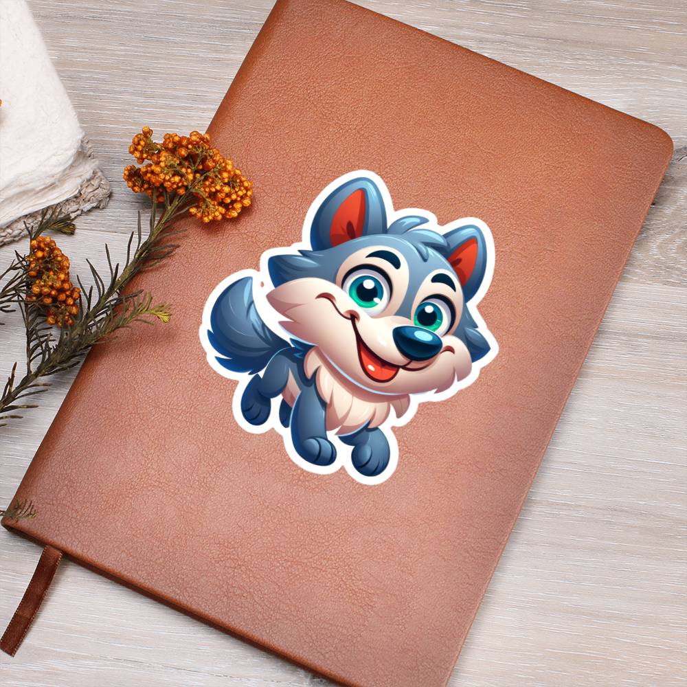Cute Wolf sticker 216 - Vegan Leather Journal